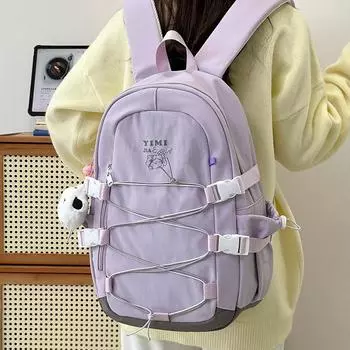 Школьный женский рюкзак для кампуса, большой вместимости, студенческий дорожный рюкзак чёрный