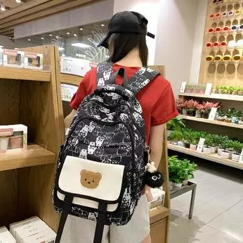 Школьный женский студенческий рюкзак с принтом граффити хаки