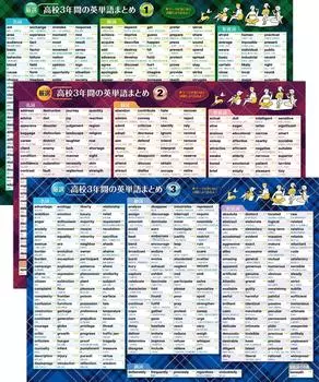 Школа Бата. Краткий обзор английского словарного запаса для 3 лет обучения в старшей школе. Набор из 3 плакатов для школы Бата. Сделано в Японии. Содержит 769 тщательно отобранных слов. Национальный