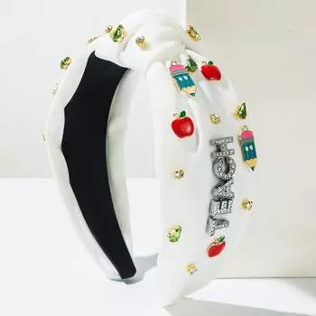 Школа Назад Apple Pencil Узел Повязка на голову Ободок Взрослые Аксессуары для волос Ювелирные изделия для волос