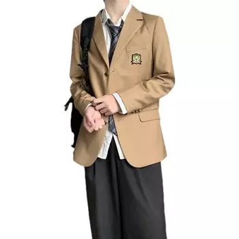 Школа Школьник Простой школьный выпускной вечер ZR580 [NOLCCTN] Блейзер, Костюм для мальчиков, Мужская форма, Куртка, Униформа, Пальто, Официальная, коричневый