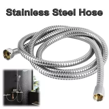Шланг для душа из нержавеющей стали 1,5 м/2 м черный/серебристый/нержавеющий удлинитель для сантехнической трубы, аксессуары для ванной комнаты 2.0mm чёрный