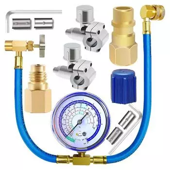 Шланг для заправки фреоном холодильника с манометром R134A R12 R22, с прокалывающим краном BPV31, для системы хладагента кондиционера CHINA