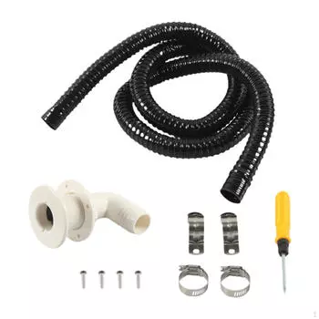 Шланг трюмного насоса для морского использования, монтажный комплект 1-1/8 дюйма с коленом 90 градусов White Elbow_Black Hose