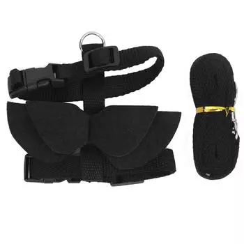Шлейка безопасности для домашних кроликов, шлейка для прогулок и поводок с крылом для мелких животных, черное крыло, размер L L