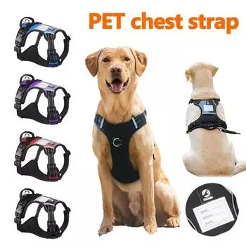 Шлейка для больших собак с ручкой, шлейка без тяги, короткий поводок, жилет, светоотражающая нагрудная спинка для собак средних и больших размеров, аксессуары для прогулок с домашними животными S чёрный