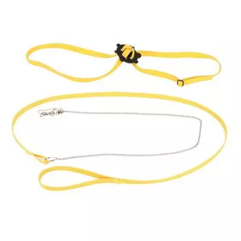 Шлейка для черепахи с поводком, регулируемая, приятная к коже, шлейка для питомца, поводок для рептилии для улицы, черный, L S жёлтый