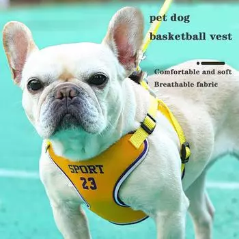 Шлейка для домашних собак Подходит для французских бульдогов. Шлейка для собак маленьких и средних собак. Светоотражающая регулировка. Шлейка без натяжения. S