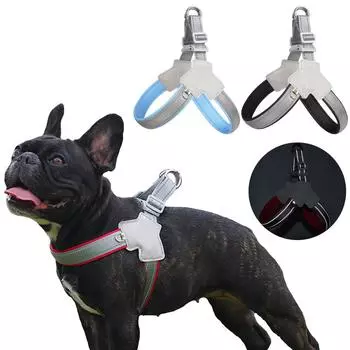 Шлейка для домашних животных без тяги, летняя уличная светоотражающая нагрудная лямка для собак для маленьких средних собак, кошек, сетчатый жилет для щенков, французский бульдог, йоркширские товары для домашних животных S чёрный