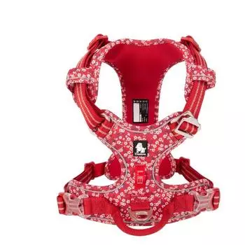 Шлейка для домашних животных с цветочным принтом, хлопковая ткань без тяги, дышащая и светоотражающая, мягкая, для кошек, собак, маленьких, средних, для прогулок, бега XS Chest 33-43cm зелёный