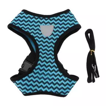 Шлейка для домашних животных Светоотражающая шлейка для домашних животных с тяговым тросом для кошек и кошек малого и среднего размера M синий