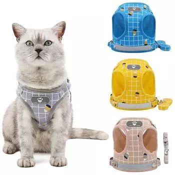 Шлейка для домашних животных, жилет, поводок, светоотражающие ремни для домашних животных для щенков, регулируемая шлейка для тренировок котенка, прогулочная шлейка для чихуахуа, мопса XS серый