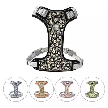 Шлейка для дрессировки собак с защитой от натяжения, светоотражающий мягкий нейлоновый жилет с принтом для домашних животных, дышащий, регулируемый, удобный, для прогулок с собаками, товары для животных M