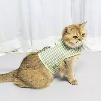 Шлейка для кошек, нагрудный поводок для кошек, прогулочный поводок, жилетного типа, зеленый