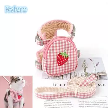 Шлейка для кошек с рюкзаком, дышащий нагрудный ремень, набор веревок для выгула собак, плюшевый мини-ошейник для домашних животных розовый