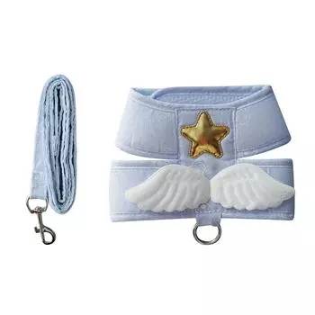 Шлейка для кошки с поводком, регулируемая, всесезонная, универсальная, милая, с крыльями ангела, шлейка-жилет для кошки с 1,5-метровым поводком XXL (4-6kg / 8.8-13.2lb) светло-синий