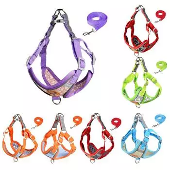 Шлейка для маленьких собак, дышащая светоотражающая шлейка и поводок для собак, регулируемая шлейка, аксессуары для домашних животных XL