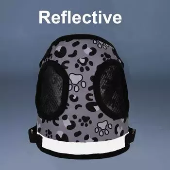 Шлейка для собак без тяги для маленьких и средних собак, кошек, регулируемая, светоотражающая, с леопардовым принтом, для щенков, чихуахуа, мопсов, товары для животных XS серый