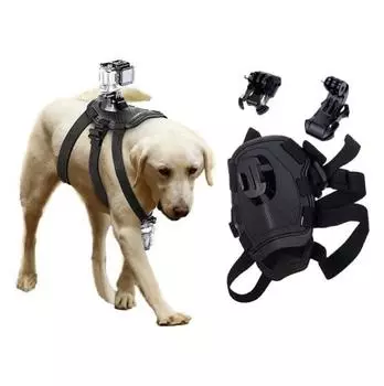 Шлейка для собак Gopro, мягкая и регулируемая. Крепление для шлейки для собак Gopro для больших, средних и маленьких собак. Можно использовать на груди и спине. чёрный