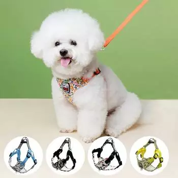 Шлейка для собак из нейлона, светоотражающий нагрудный ремень, дышащий, регулируемый ошейник для маленьких собак и кошек S розовый