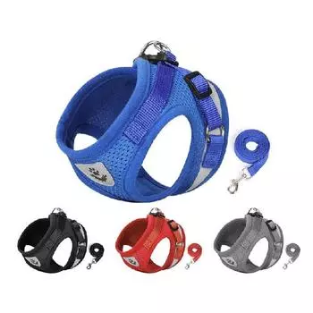 Шлейка для собак Не требующая тяги шлейка для домашних животных с 2 зажимами Регулируемый жилет для собак с мягкой подкладкой Светоотражающий жилет для домашних животных без дросселирования с удобной ручкой управления для маленьких собак XS синий