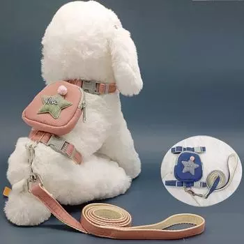 Шлейка для собак, поводок без натяжения, ошейник для кошек, набор аксессуаров для домашних животных, двойной ремень для собак, чокер, маленький костюм, аксессуары, ошейники для домашних животных S серый