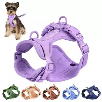 Шлейка для собак, регулируемая нагрудная шлейка для собак, дышащий жилет, шлейка для дрессировки для маленьких и средних собак, шлейка и поводок для прогулок L