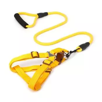 Шлейка для собак с поводком, жилет для дрессировки собак, поводок с мягкой ручкой, принадлежности для домашних животных для маленьких и средних собак и кошек S жёлтый