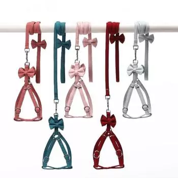 Шлейка для собаки Комбинированная шлейка для собаки с защитой от побега, аксессуар для легкого управления, дизайн с бантом. S синий