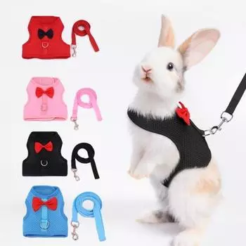 Шлейка и поводок для кролика для ходьбы с защитой от побега - сетчатый дышащий жилет для кролика для кемпинга на открытом воздухе, обучения походам - также подходит S