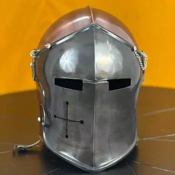 Шлем Барбута, сталь 18G, двухцветная медь, серая броня, идеально подходит для LARP, косплея, реконструкций, коллекционеров средневековья