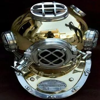 Шлем для дайвинга Блестящая отделка Шлем для глубоководных дайверов ВМС США Шлем Scuba 18