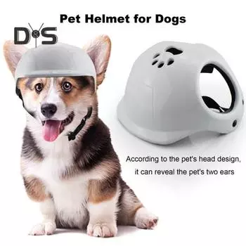 Шлем для домашних животных с отверстиями для ушей, защитная шапка для собак, ветрозащитный регулируемый мотоциклетный шлем для щенков, для езды на открытом воздухе, пешего туризма, велоспорта белый