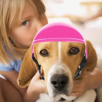 Шлем для домашних животных с регулируемым отверстием для ушей, мотоциклетная шапка для собак, защита от солнца и ветра, шлем для кошек, товары для домашних животных розовый