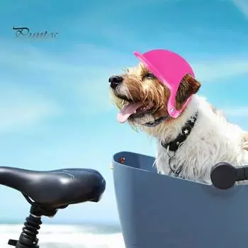 Шлем для домашних животных с регулируемым отверстием для ушей, мотоциклетная шапка для собак, защита от солнца и ветра, шлем для кошек, товары для домашних животных розовый