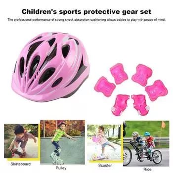 Шлем для малышей с наколенниками и налокотниками, комплект защитного снаряжения, ударопрочный амортизирующий комплект шлема для скутера, скейтборда синий