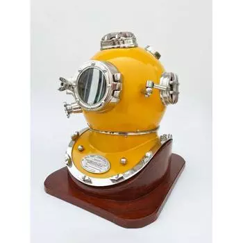 Шлем для подводного плавания | Глубоководный шлем | Водолазный шлем марки V | Желтый старинный морской водолазный шлем жёлтый