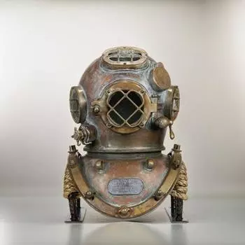 Шлем для подводного плавания ручной работы для коллекционного предмета ВМС США 1944 Miller Dunn Us Navy Mark V Водолазный шлем Редкий медный и латунный водолазный шлем