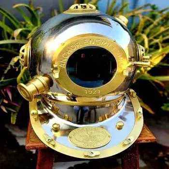 Шлем для подводного плавания с хромированной отделкой, Германия, 1921 г., Anchor Engineering, лучший подарок для офицера ВМФ и водолазов, а также украшение