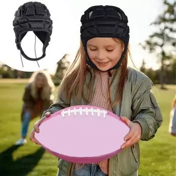 Шлем для регби, шлем с регулируемым ремешком, сверхлегкий ударопрочный футбольный лыжный мягкий защитный шлем для детей и молодежи L красный