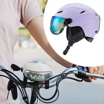 Шлем для скейтборда, лыжи, фиолетовый, наушники, защитные очки 61 to 63cm