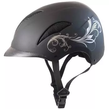 Шлем для верховой езды Klaus OLIVER с регулировкой размера внутри, моющийся, унисекс, KLV3 Flower (Цветок черный) 55-58см (M)