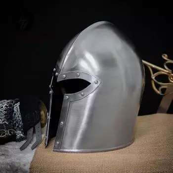 Шлем для взрослых ручной работы из полированной стали 16G | Шлем Perfect Balance Barbuta Barbuta