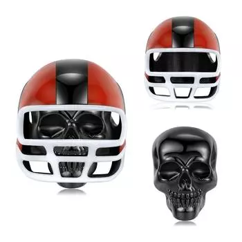 Шлем и череп, новый дизайн, очаровательные аутентичные бусины из стерлингового серебра 925 пробы с эмалью для женщин, браслет, ювелирные изделия