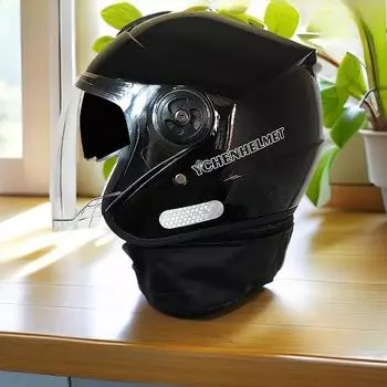 Шлем класса А зимний двойной зеркальный мотоциклетный электромобиль универсальный холодный теплый снятие шарфа капюшон See details