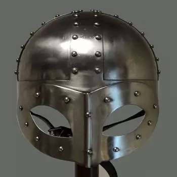 Шлем-маска викинга – отделка из античной латуни, высота 30 см, для ролевых игр в жанре LARP с внутренней подкладкой как