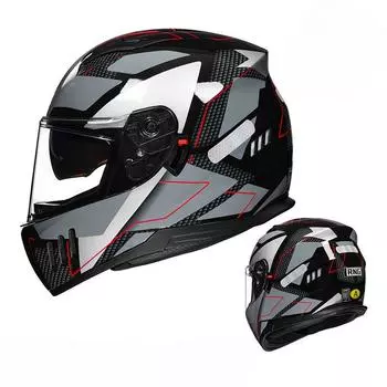 Шлем мотоциклетный шлем с двумя линзами для верховой езды шлем для мотоцикла Four Seasons для электромобиля может быть оснащен Bluetooth L size [double mirror]