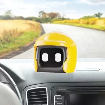 Шлем робота автомобиля милый друг вождения робот фигурка игрушечная приборная панель автомобиля мини украшение подарок для любителей роботов чёрный