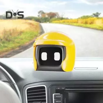 Шлем робота автомобиля милый друг вождения робот фигурка игрушечная приборная панель автомобиля мини украшение подарок для любителей роботов жёлтый