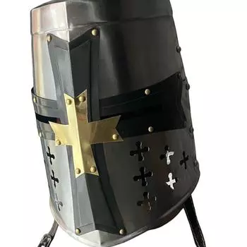Шлем средневекового рыцаря-тамплиера-крестоносца | Аутентичная реплика доспехов | Исторический косплей и снаряжение для LARP
